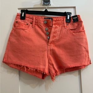Abercrombie & Fitch Annie high-waisted coral denim shorts